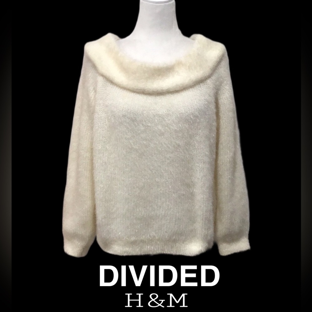 H&M Knit Boat-Neck Sweater, Eggshell, Size Large